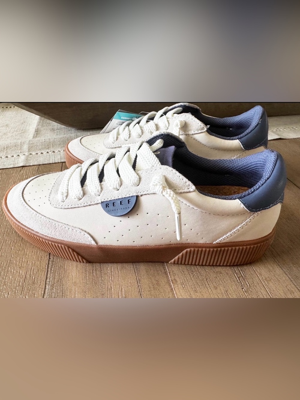 Reef Lay Day Seas Lace-Up Sneakers, Ivory/Navy, NWT, Women’s Multiple Sizes - Picture 7 of 16